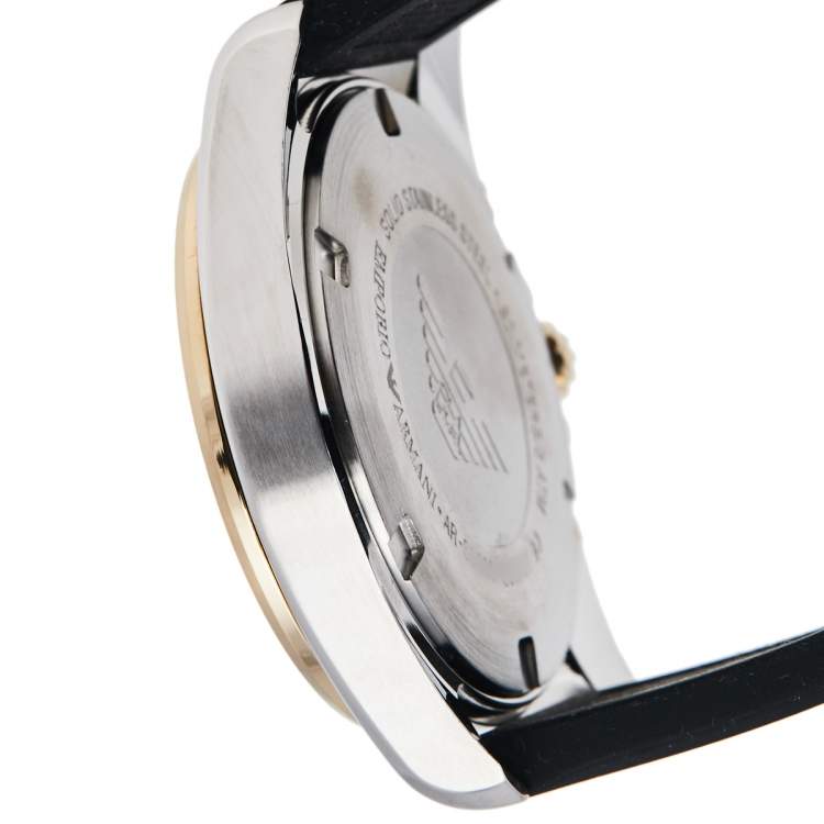 Pre Owned Emporio Armani Black Stainless Steel AR80003 Men's Wristwatch 44 mm 