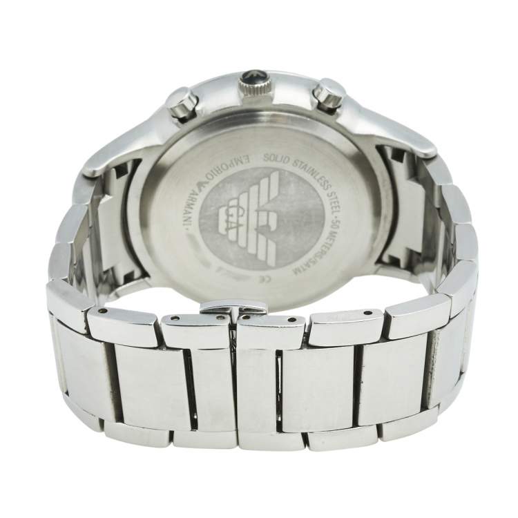 Pre Owned Emporio Armani Black Stainless Steel AR-2434 Men's Wristwatch 41 mm