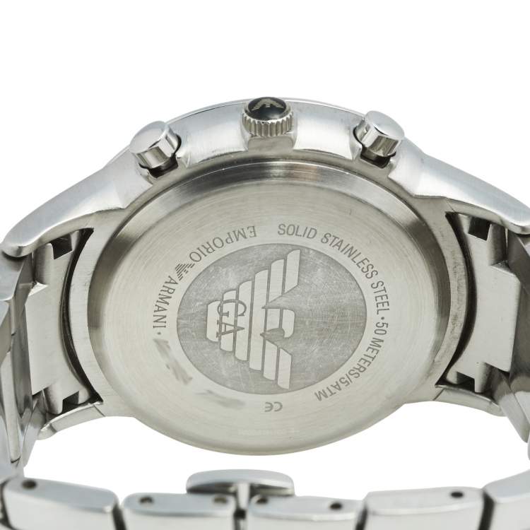 Pre Owned Emporio Armani Black Stainless Steel AR-2434 Men's Wristwatch 41 mm