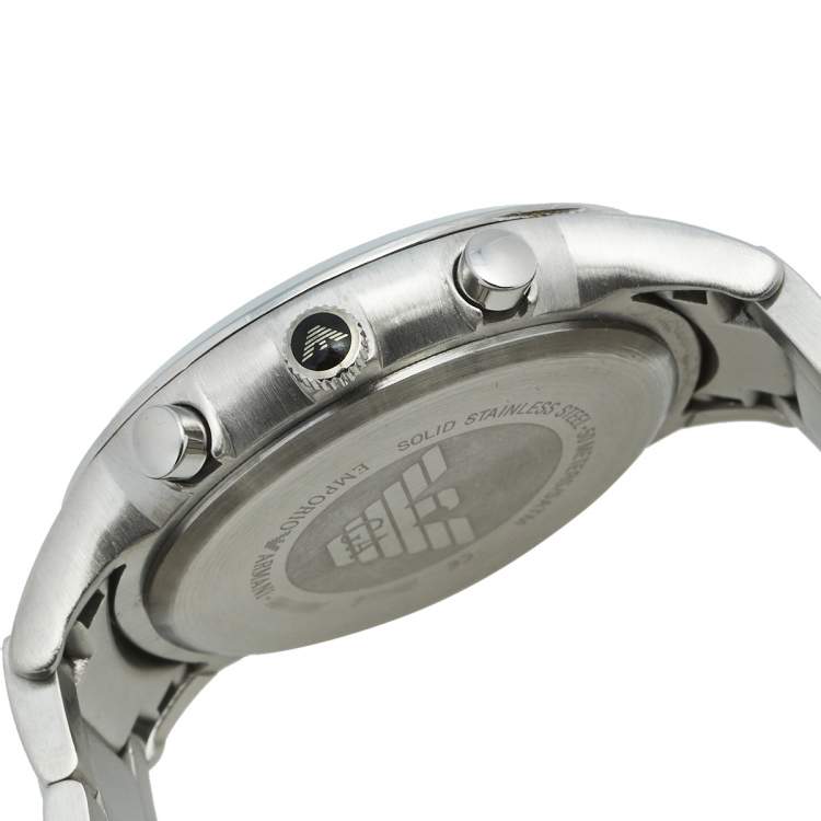 Pre Owned Emporio Armani Black Stainless Steel AR-2434 Men's Wristwatch 41 mm