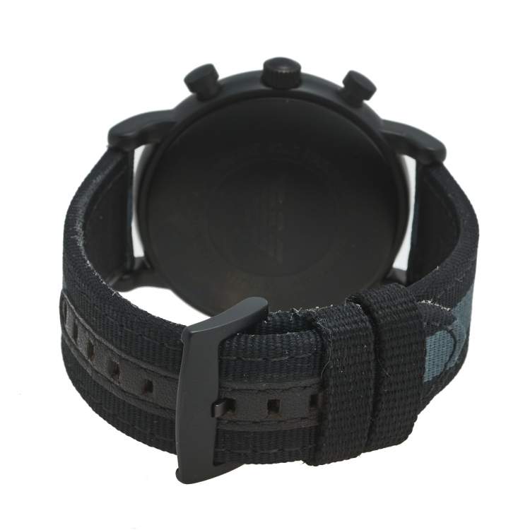 Pre Owned Emporio Armani Black PVD Coated Stainless Steel Canvas Luigi AR-1948 Men's Wristwatch 46 mm