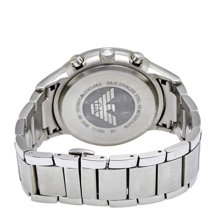 Pre Owned Emporio Armani Blue Stainless Steel AR2448 Men's Wristwatch 43 mm