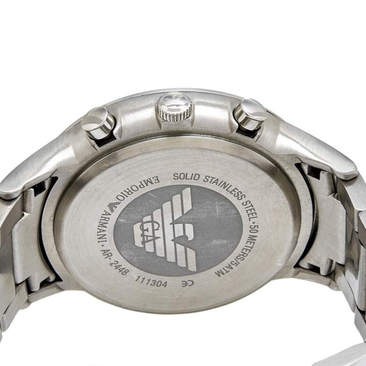 Pre Owned Emporio Armani Blue Stainless Steel AR2448 Men's Wristwatch 43 mm