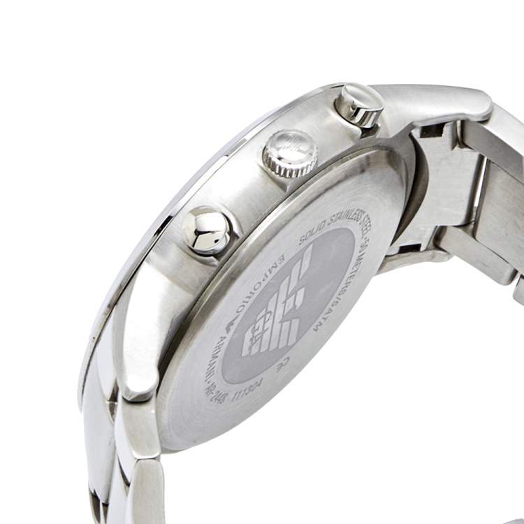 Pre Owned Emporio Armani Blue Stainless Steel AR2448 Men's Wristwatch 43 mm