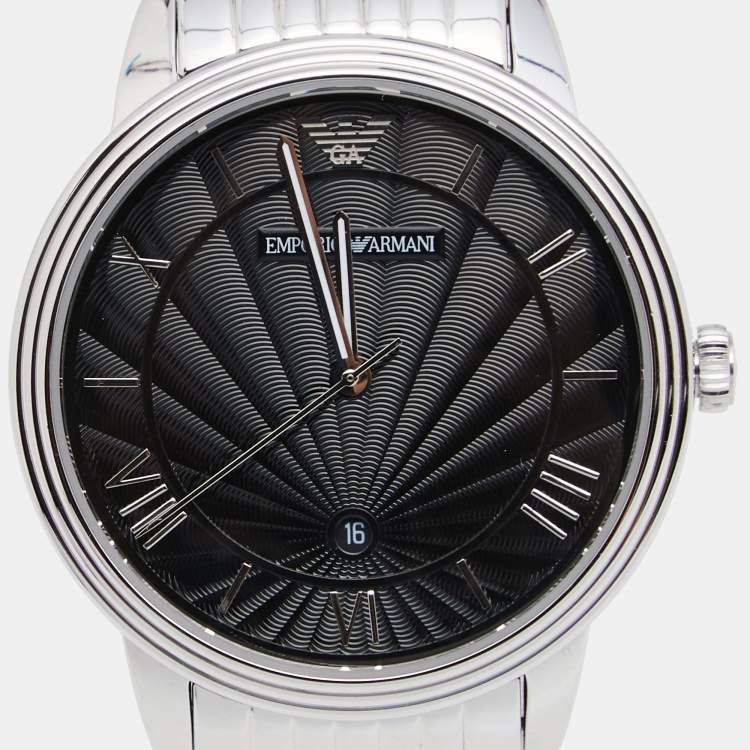 مملوكة مسبقًا Emporio Armani Black Stainless Steel AR1614 Men's Wristwatch 41MM