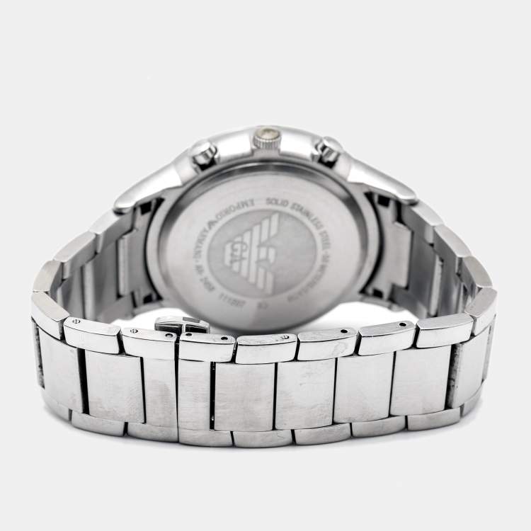 Pre Owned Emporio Armani Cream Stainless Steel Sportivo AR2458 Men's Wristwatch 43 mm