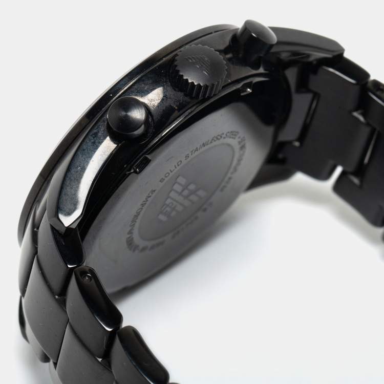 Pre Owned Emporio Armani Black Ion Plated Stainless Steel AR6094 Men's Wristwatch 43 mm
