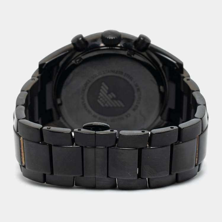 Pre Owned Emporio Armani Black Ion Plated Stainless Steel AR6094 Men's Wristwatch 43 mm