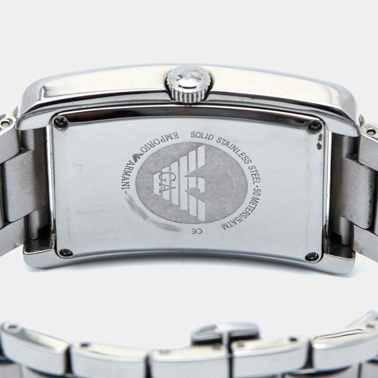 Pre Owned Emporio Armani Black Stainless Steel Classic AR1608 Men's Wristwatch 32 mm 