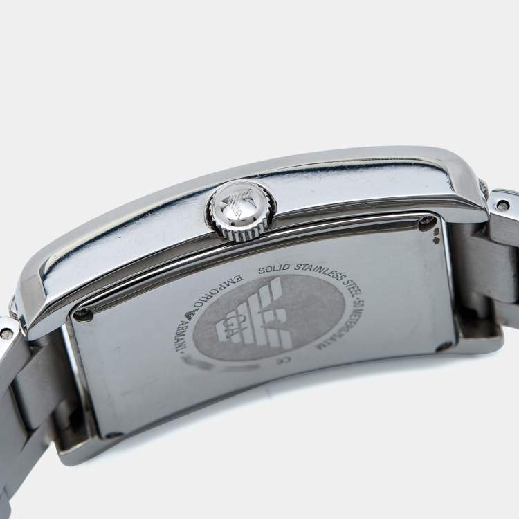 Pre Owned Emporio Armani Black Stainless Steel Classic AR1608 Men's Wristwatch 32 mm 