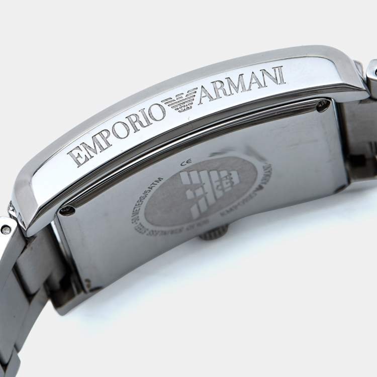 Pre Owned Emporio Armani Black Stainless Steel Classic AR1608 Men's Wristwatch 32 mm 