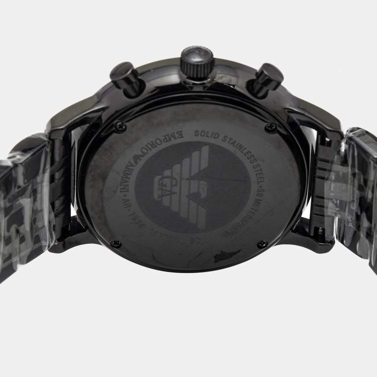 Pre Owned Emporio Armani Black PVD Coated Stainless Steel Classic AR1934 Men's Wristwatch 43 mm