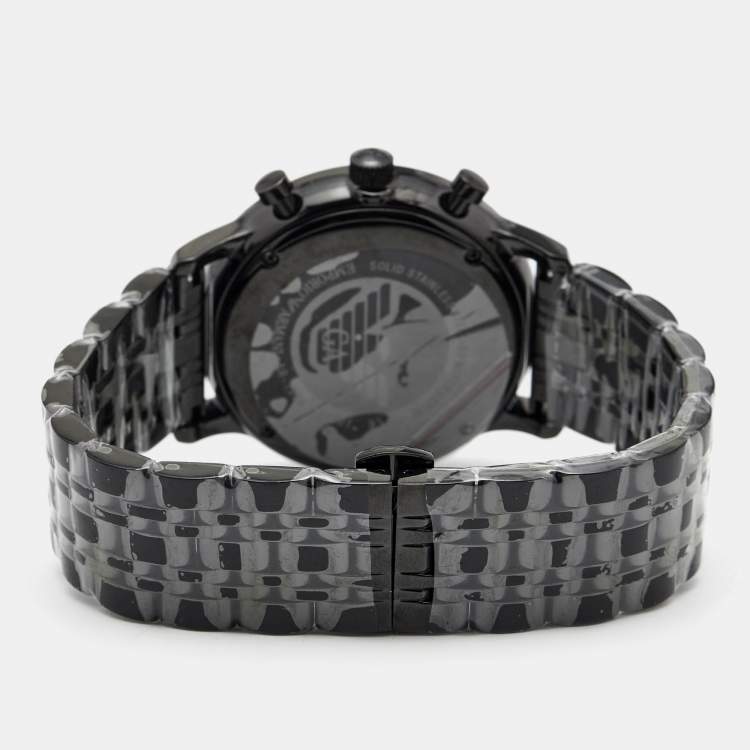 Pre Owned Emporio Armani Black PVD Coated Stainless Steel Classic AR1934 Men's Wristwatch 43 mm