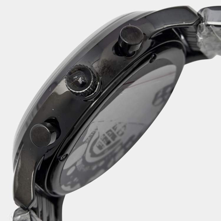 Pre Owned Emporio Armani Black PVD Coated Stainless Steel Classic AR1934 Men's Wristwatch 43 mm