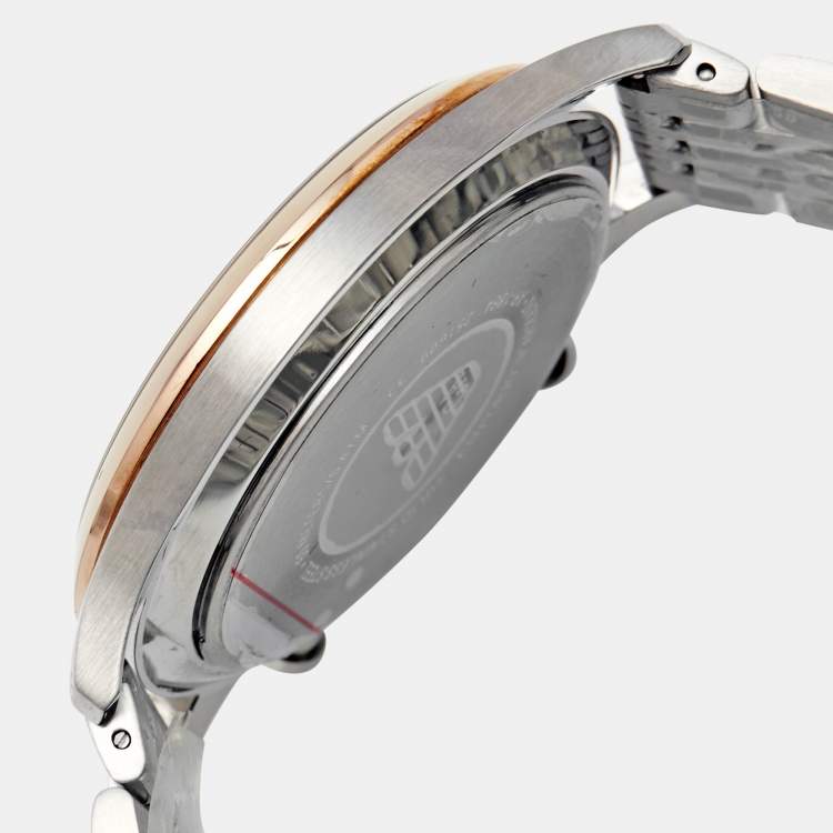 Pre Owned Emporio Armani Silver Grey Two-Tone Stainless Steel AR1864 Men's Wristwatch 43 mm