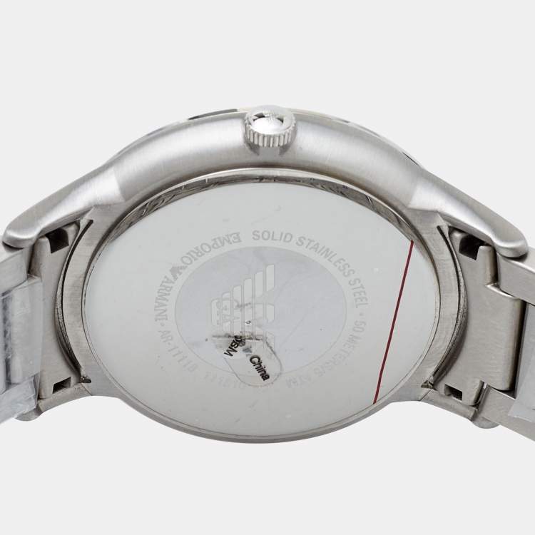 Pre Owned Emporio Armani Black Stainless Steel AR11118 Men's Wristwatch 43 mm