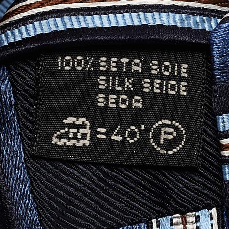 Pre Owned Ermenegildo Zegna Blue Striped Silk Tie 