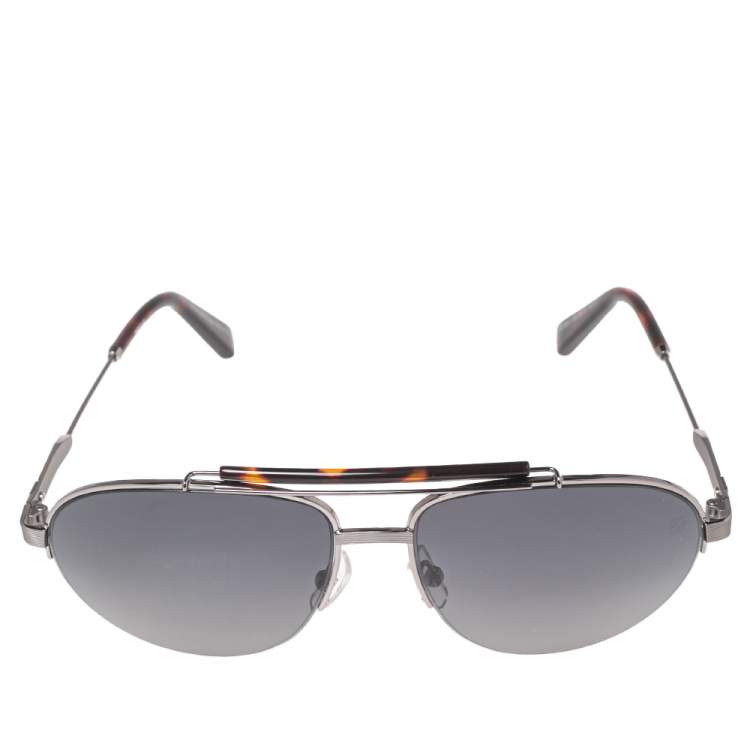 Pre Owned Ermenegildo Zegna Silver/Tortoise EZ0007 Aviator Sunglasses