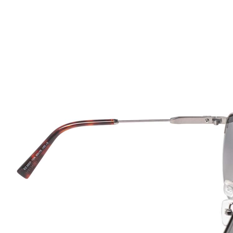 Pre Owned Ermenegildo Zegna Silver/Tortoise EZ0007 Aviator Sunglasses