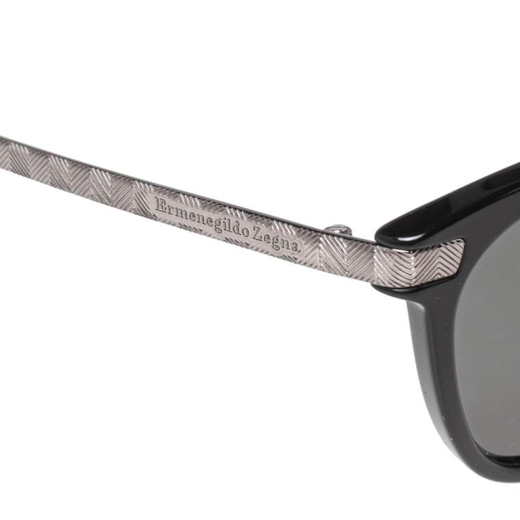Pre Owned Ermenegildo Zegna Black/Silver EZ0039 Wayfarer Polarized Sunglasses