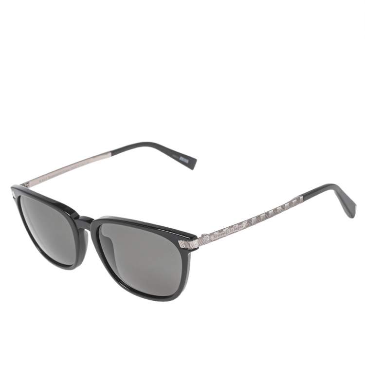 Pre Owned Ermenegildo Zegna Black/Silver EZ0039 Wayfarer Polarized Sunglasses