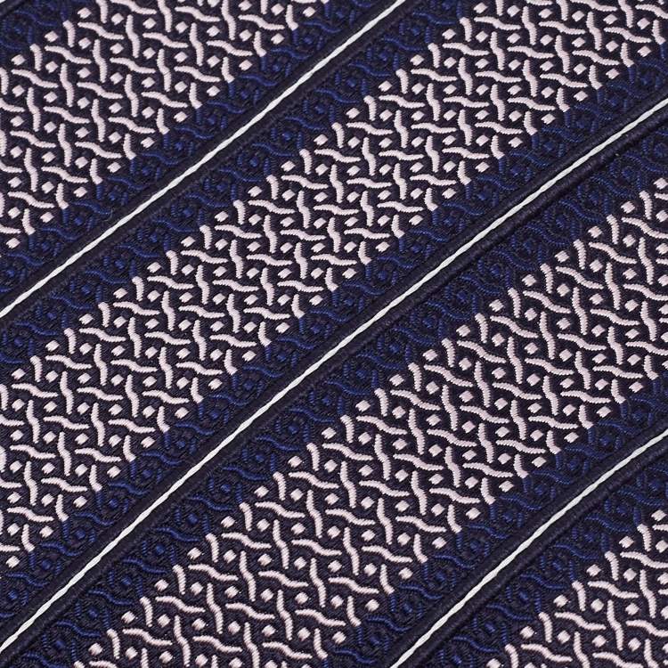 Pre Owned Ermenegildo Zegna Blue & Pink Patterned Silk Jacquard Tie