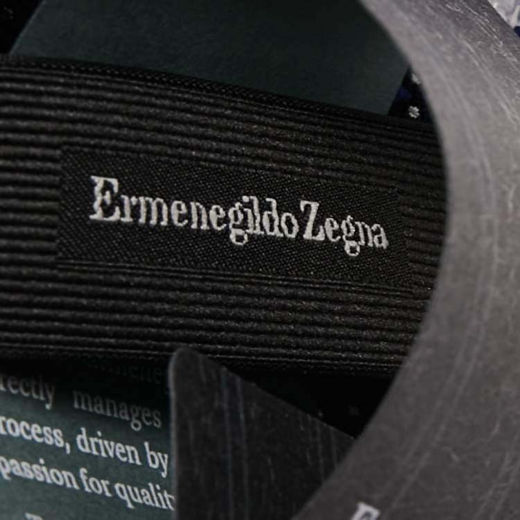 مملوكة مسبقًا Ermenegildo Zegna Blue Patterned Silk Jacquard Tie