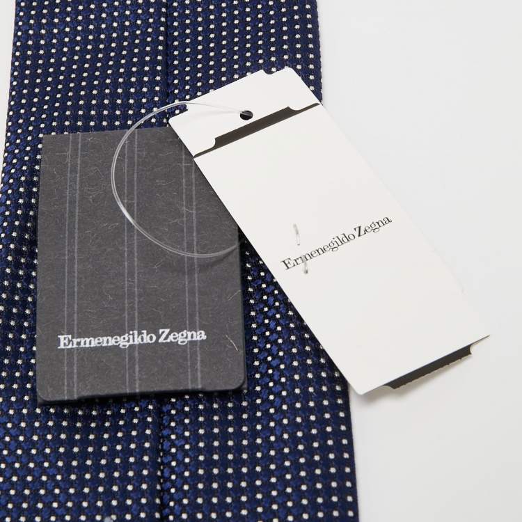 مملوكة مسبقًا Ermenegildo Zegna Blue Patterned Silk Jacquard Tie