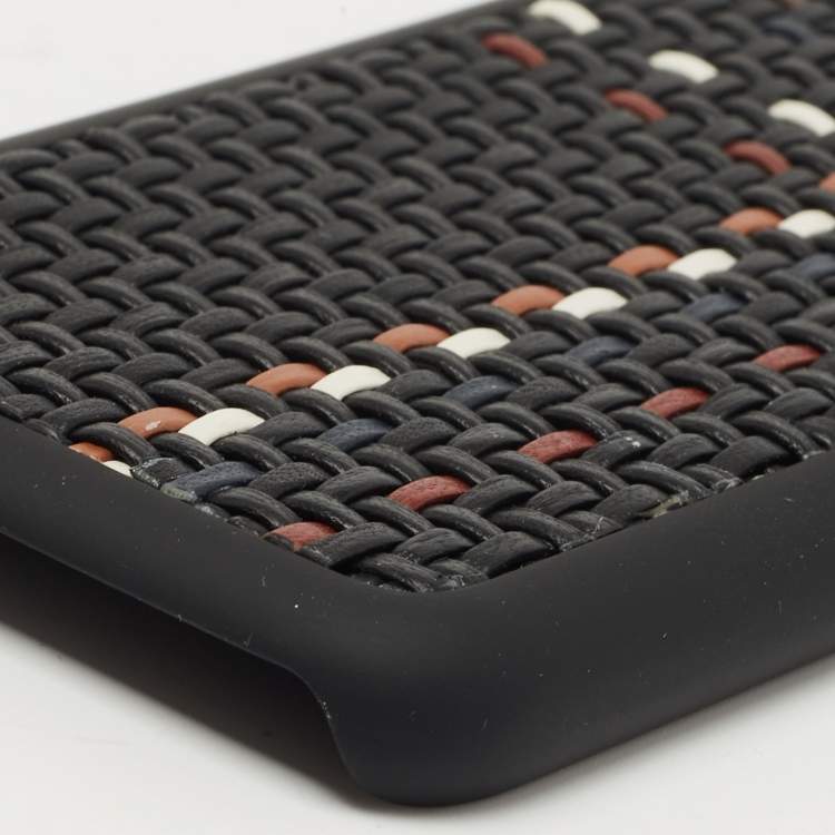 Pre Owned Ermenegildo Zegna Black Woven Leather iPhone 6 Cover