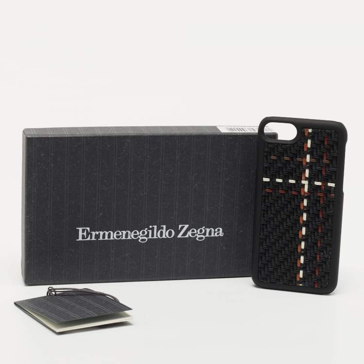 Pre Owned Ermenegildo Zegna Black Woven Leather iPhone 6 Cover