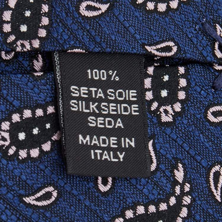 Pre Owned Ermenegildo Zegna Navy Blue Paisley Silk Jacquard Tie