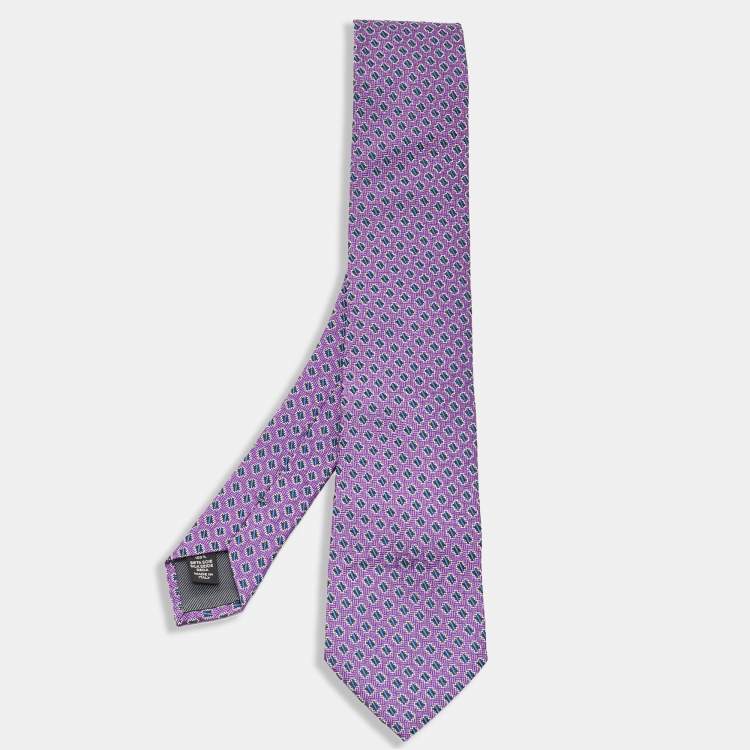 Pre Owned Ermenegildo Zegna Purple Patterned Silk Tie