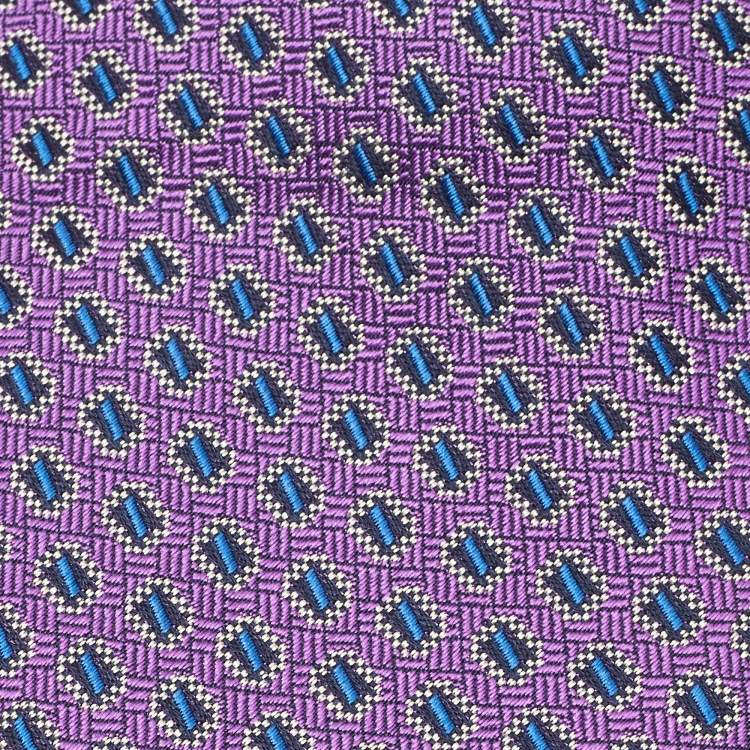 Pre Owned Ermenegildo Zegna Purple Patterned Silk Tie