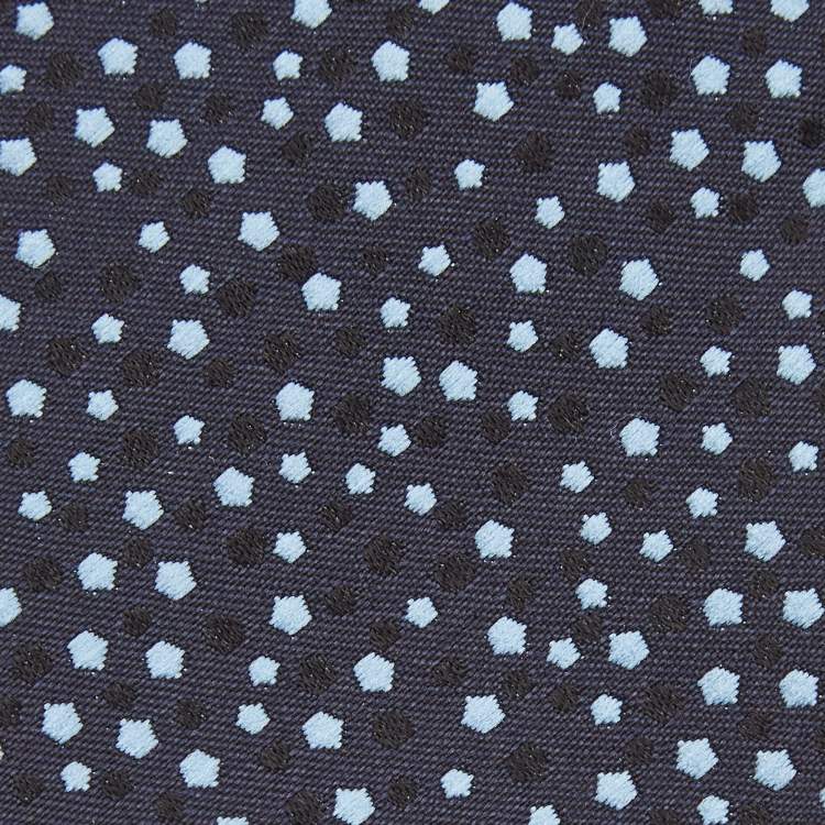 Pre Owned Ermenegildo Zegna Navy Blue Patterned Silk Skinny Tie 
