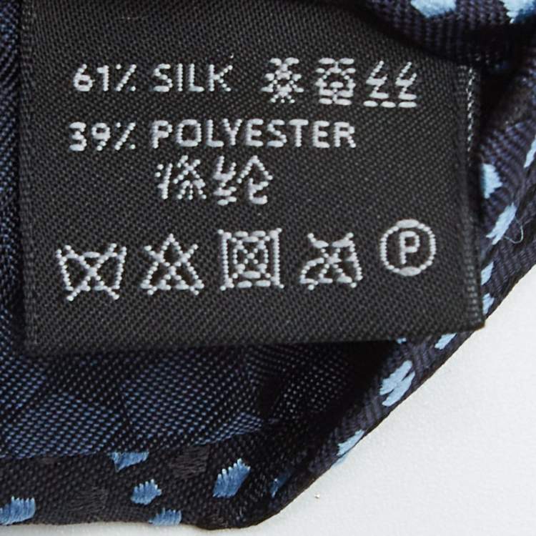Pre Owned Ermenegildo Zegna Navy Blue Patterned Silk Skinny Tie 
