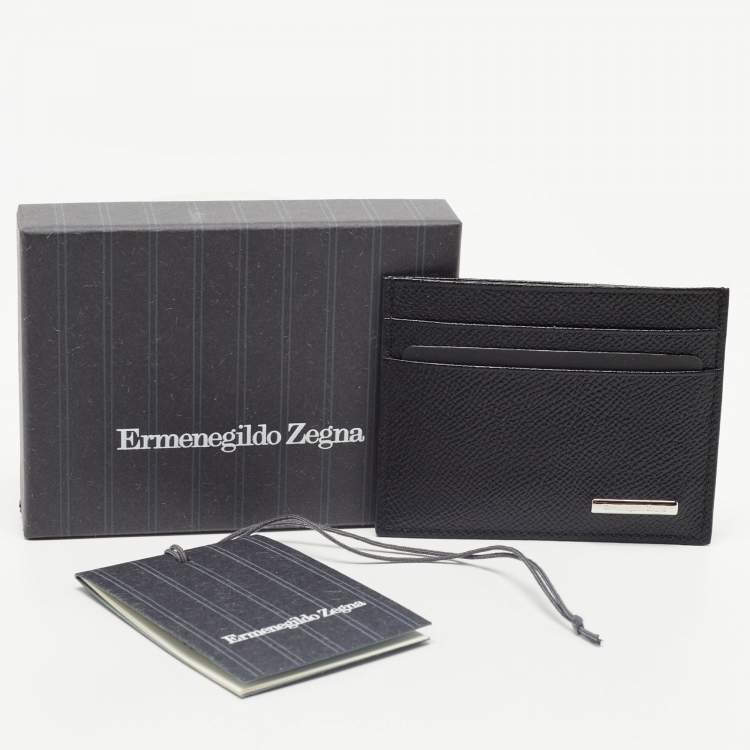Pre Owned Ermenegildo Zegna Black Leather Card Holder