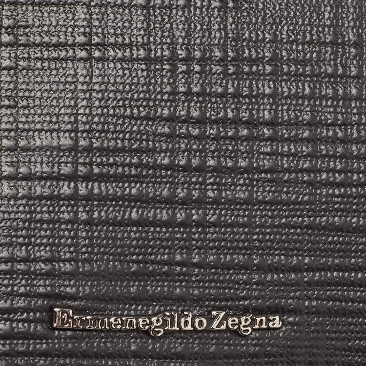 Pre Owned Ermenegildo Zegna Black Leather Zip Card Case