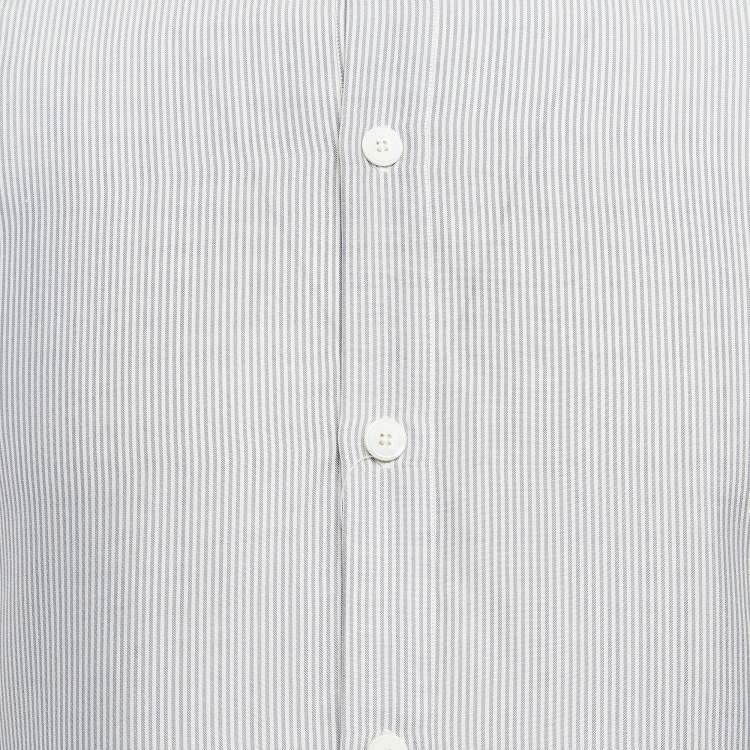 Pre Owned Ermenegildo Zegna Blue Striped Silk Half Placket Shirt S