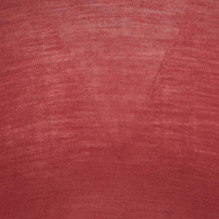 Pre Owned Ermenegildo Zegna Burgundy Wool Knit Crew Neck Sweater XL