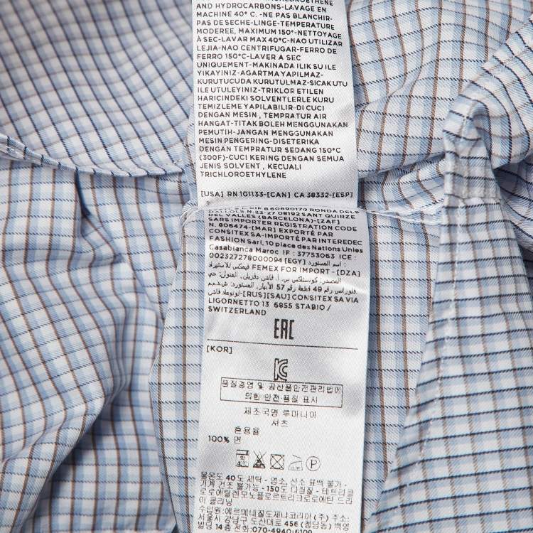 Pre Owned Ermenegildo Zegna Blue Plaid Button Up Shirt L