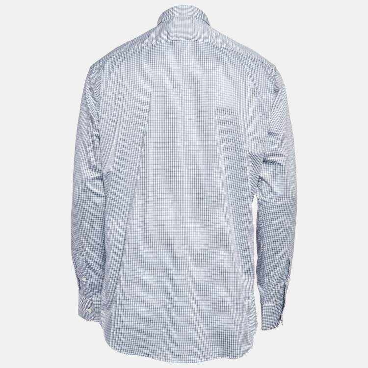 Pre Owned Ermenegildo Zegna Blue Plaid Button Up Shirt L