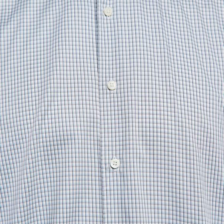 Pre Owned Ermenegildo Zegna Blue Plaid Button Up Shirt L