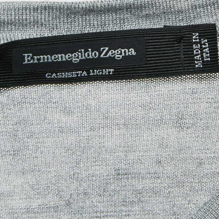 Pre Owned Ermenegildo Zegna Grey Cashmere Blend V-Neck Sleeveless T-Shirt XXL (IT 56)