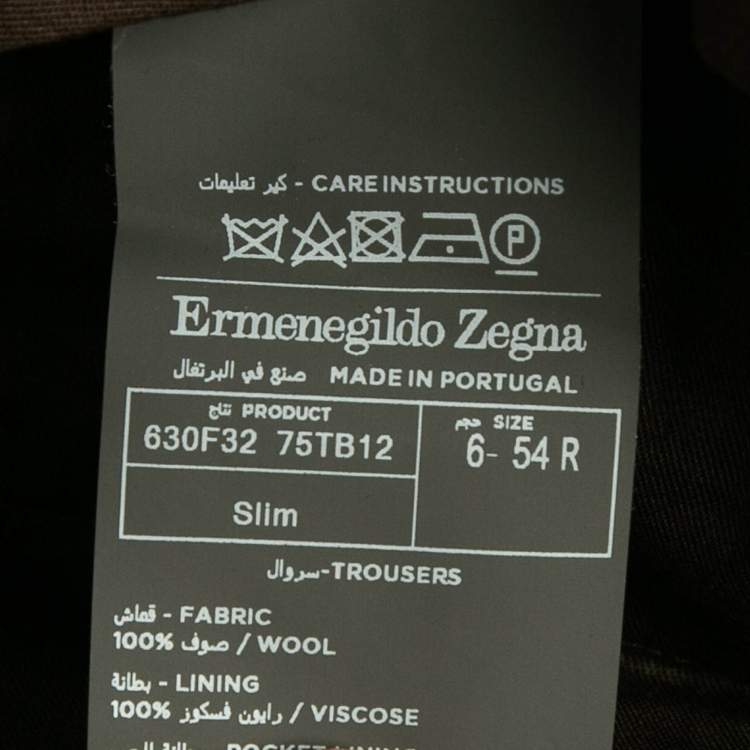 مملوكة مسبقًا Ermenegildo Zegna Grey Wool Slim Fit Trousers XXL