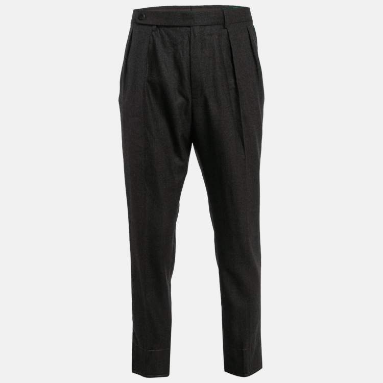 Pre Owned Ermenegildo Zegna Brown Wool Tapered Trousers XXL