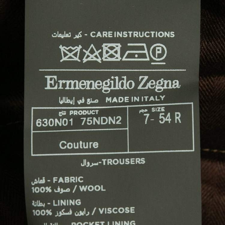 Pre Owned Ermenegildo Zegna Brown Wool Tapered Trousers XXL