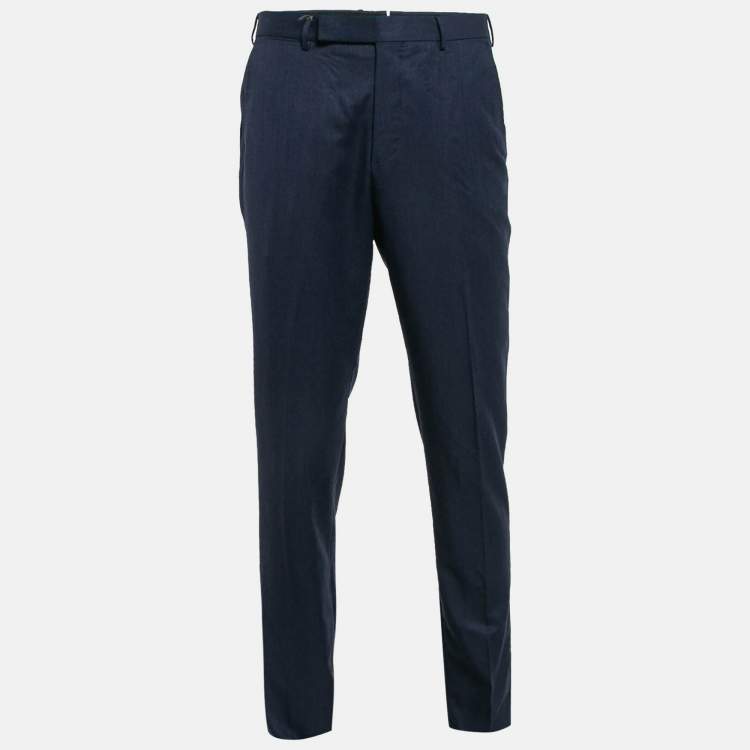 Pre Owned Ermenegildo Zegna Blue Wool Slim Fit Trousers L