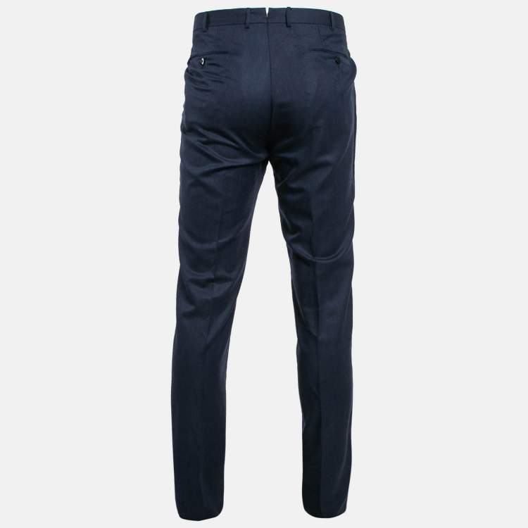 Pre Owned Ermenegildo Zegna Blue Wool Slim Fit Trousers L