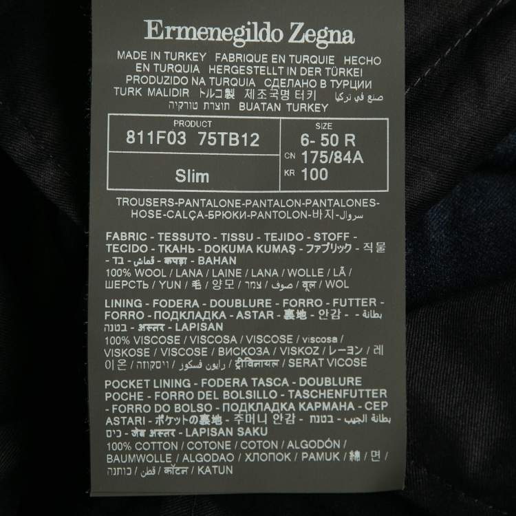 Pre Owned Ermenegildo Zegna Blue Wool Slim Fit Trousers L