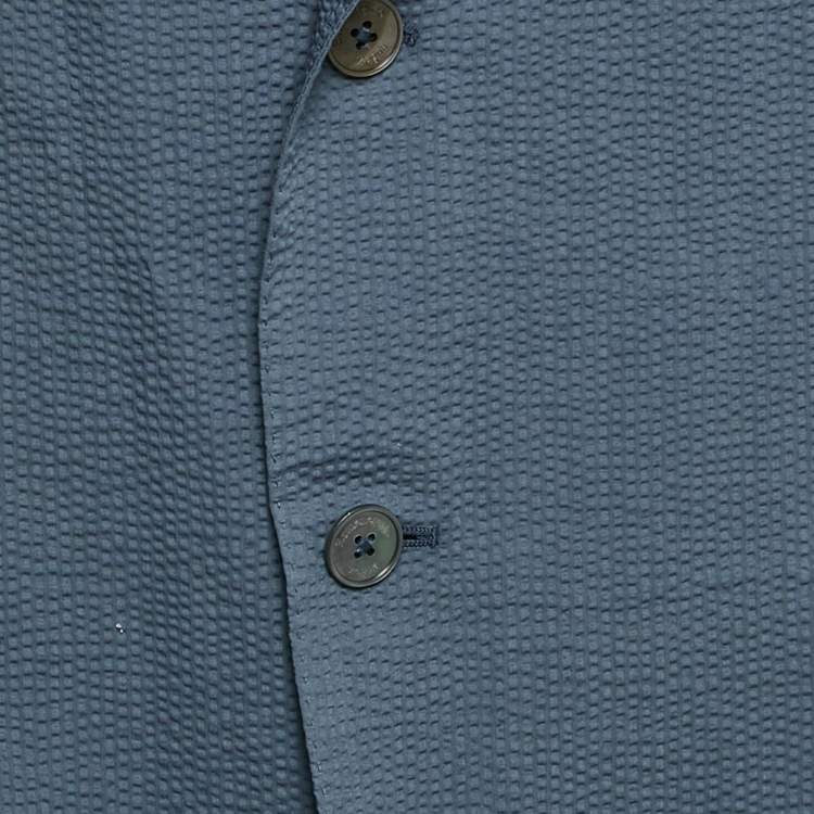 Pre Owned Ermenegildo Zegna Blue Textured Cotton Riviera Jacket XL